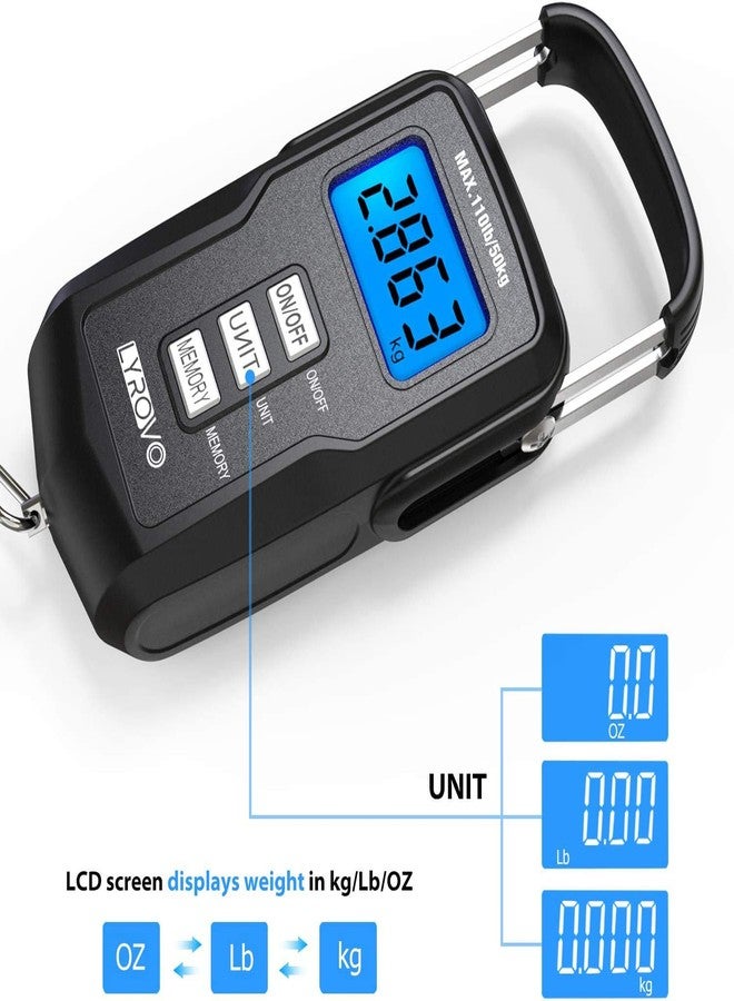 Lyrovo ميزان أمتعة رقمي مطور من Lyrovo بسعة 110 رطل/50 كجم مع شاشة LCD بإضاءة خلفية وشريط قياس وبطاريتين AAA (LY15-LUGSCALE-BLACK) - Image 5